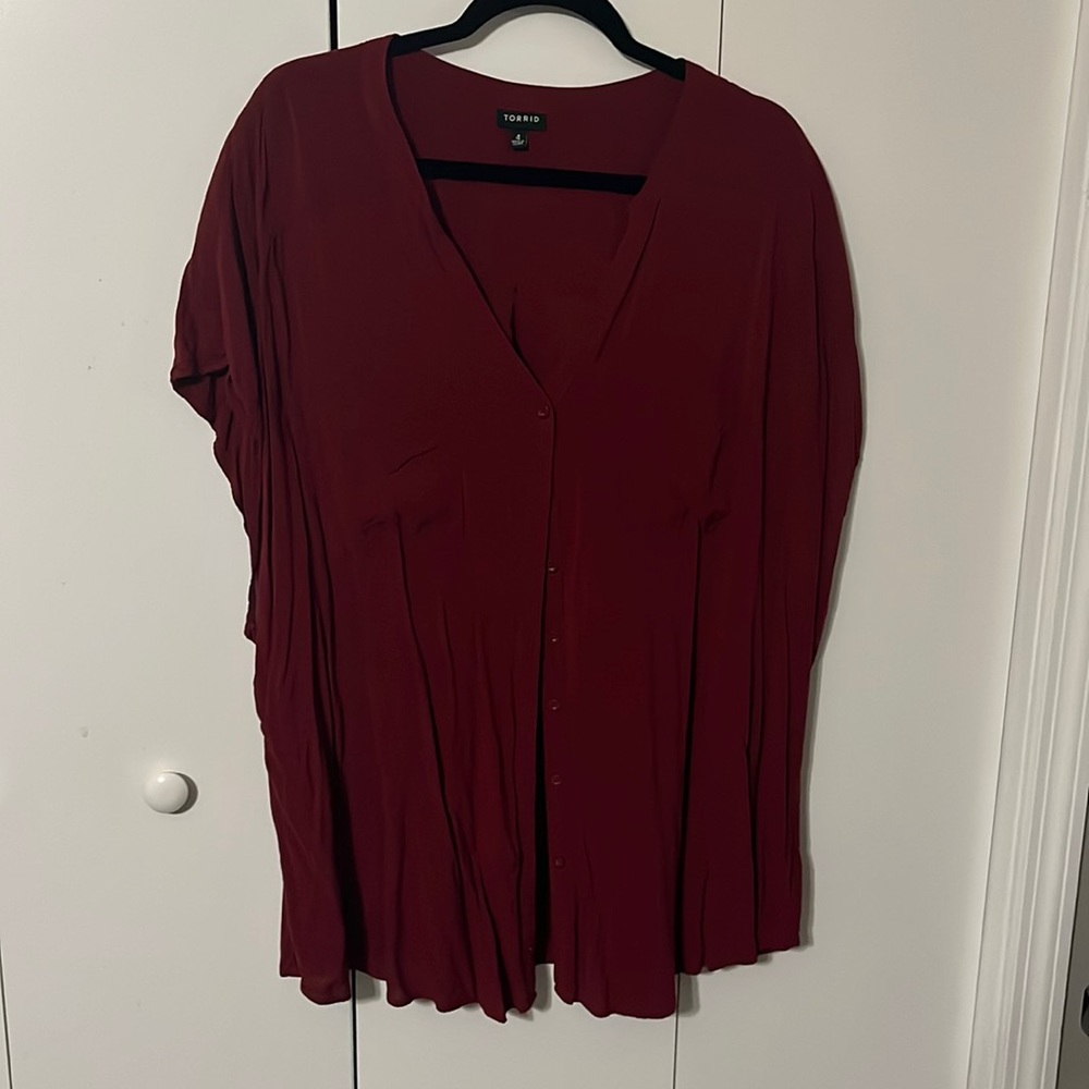 Red torrid dolaman sleeve button up.